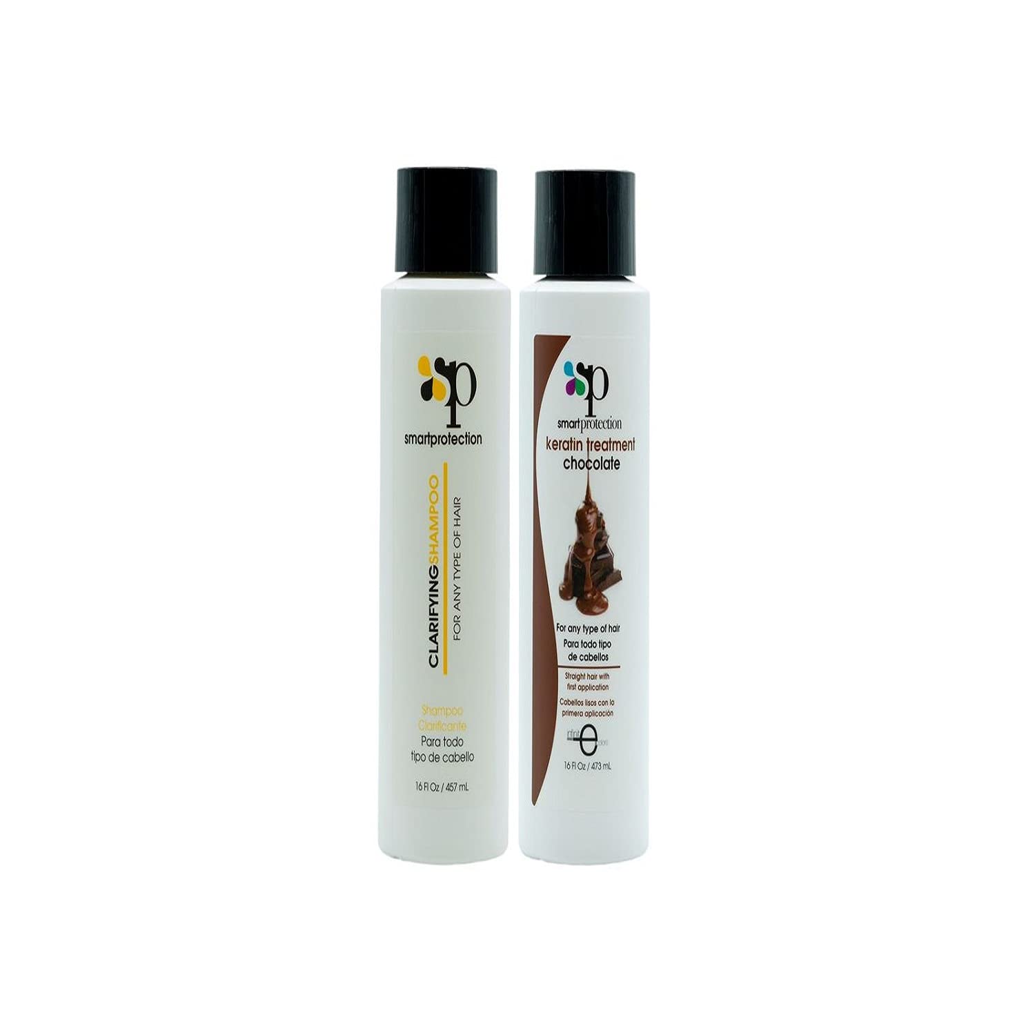 Smart Protection Chocolate Medium Strength Keratin Hair Treatment with Clarifying Shampoo - 16oz for Smooth, Frizz-Free Hair | Salon-Quality at Home | Perfect for Damaged, Curly & Color-Treated Hair