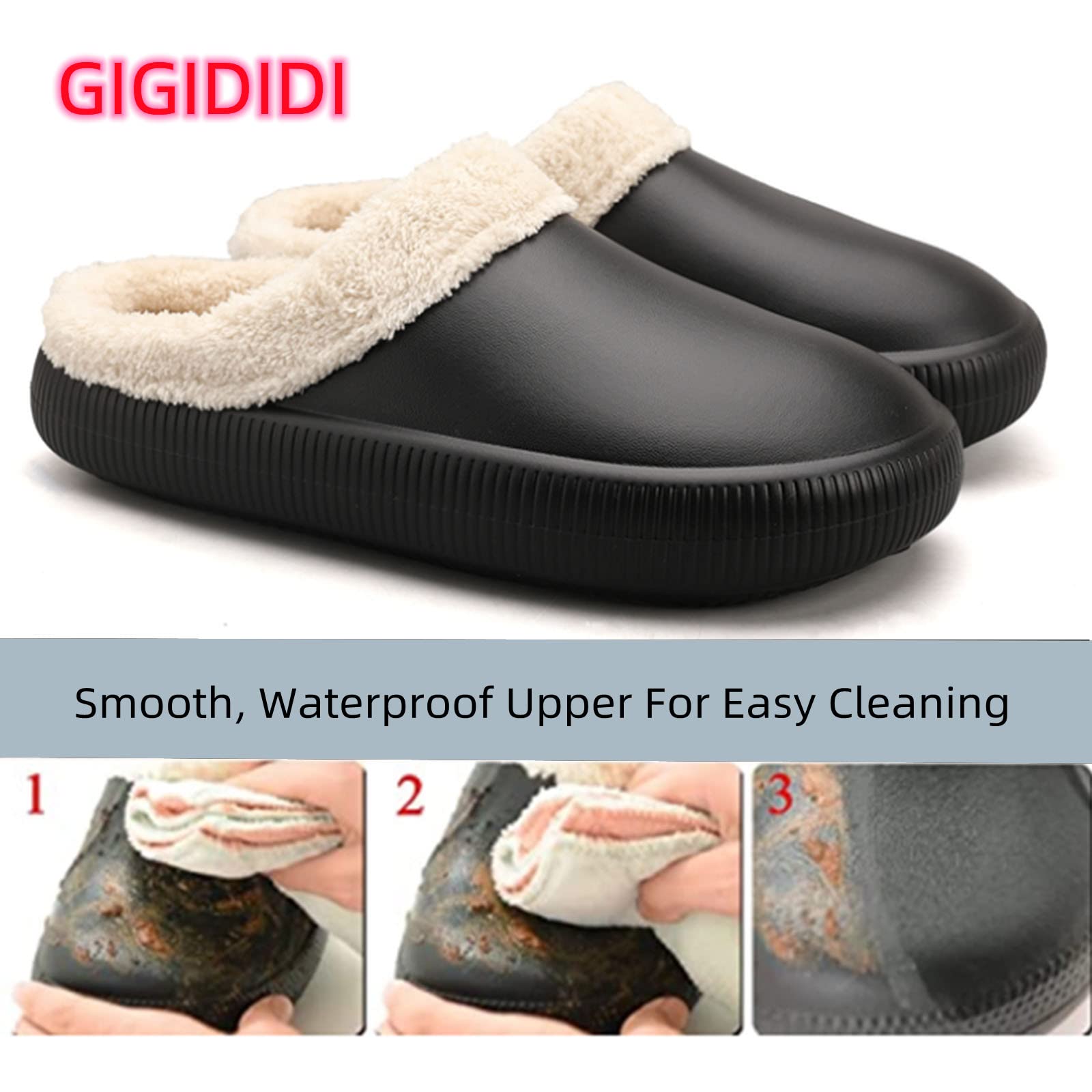 Gigididi Unisex Winter Fur Lined Clogs - Warm Fuzzy House Slippers for Men & Women | Cozy Indoor Shoes for Home, Office & Relaxation