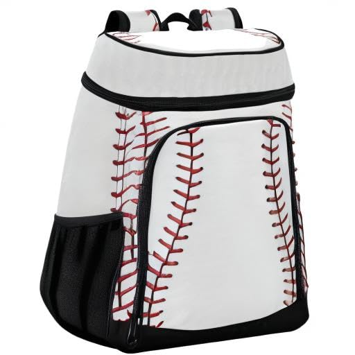 Xigua Sport Stripe Baseball Cooler Backpack - Leakproof Insulated Lunch Bag with Large Capacity for Work, Hiking, Camping, Beach & Fishing | Perfect for Picnics, Tailgating & Outdoor Adventures