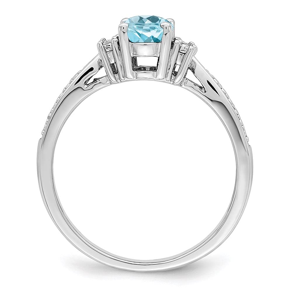 Diamond2Deal 925 Sterling Silver Diamond & Blue Topaz Engagement Ring - 0.92ct, Size 5-10 - Perfect for Proposals, Anniversaries & Romantic Gifts