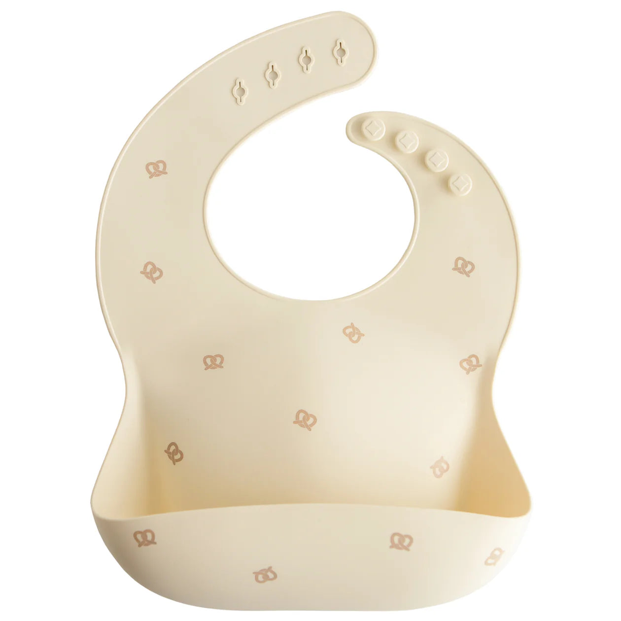 Mushie Pretzel Silicone Baby Bib - Soft, Durable & Easy to Clean for Messy Meals - Perfect for Feeding, Weaning & Toddler Mealtime