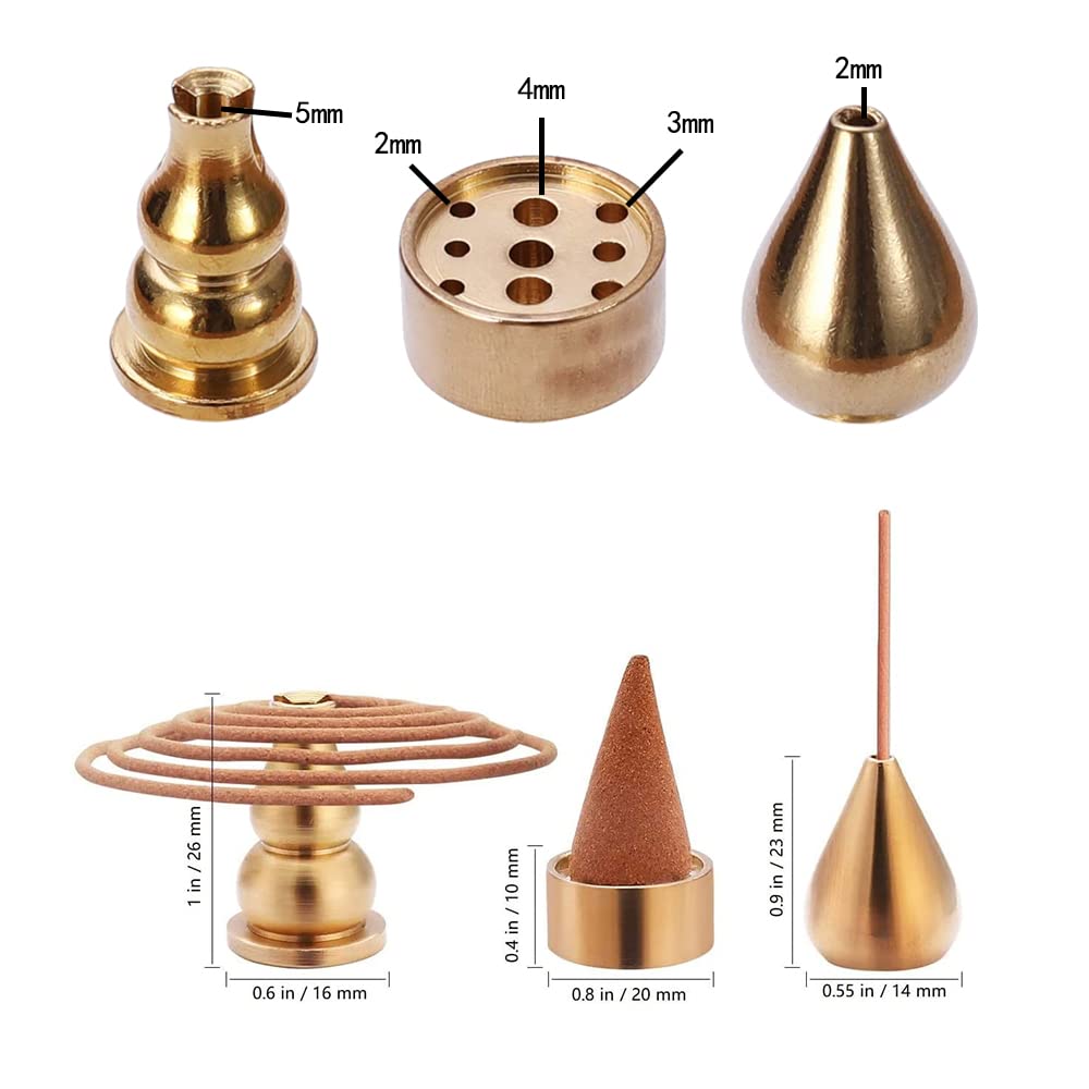 Premium Brass Incense Burner - Cone, Coil & Stick Holder (3 Styles) - Perfect for Meditation, Yoga, Aromatherapy & Home Decor
