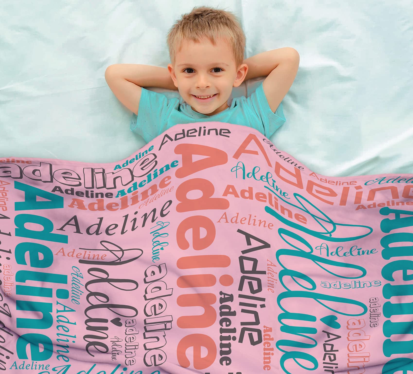 **Personalized Name Blanket for Kids - Custom Baby Blanket for Boys & Girls - Super Soft Fleece Throw - Perfect Gift for Birthday, Christmas, Valentine's Day - 30