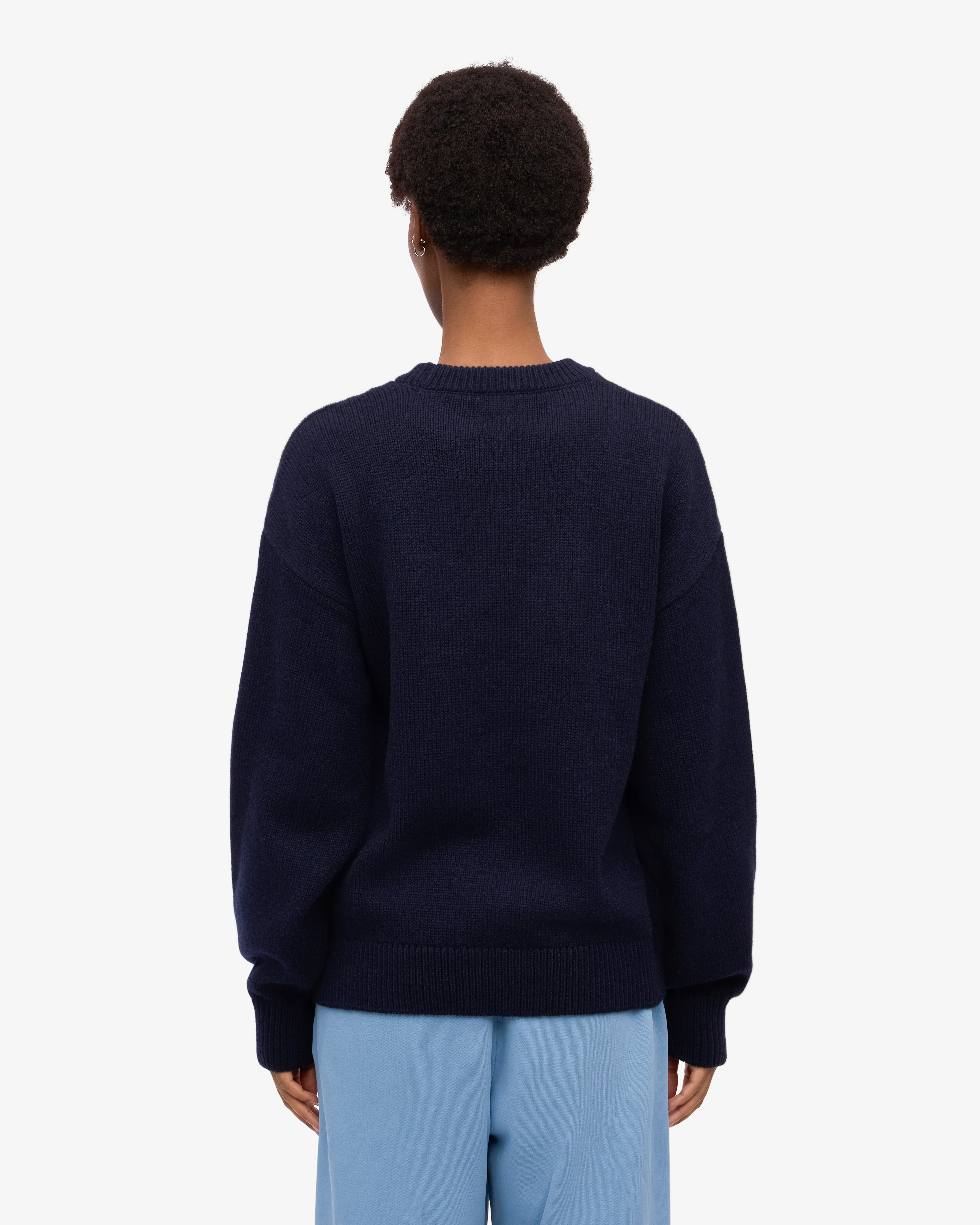Premium Oversized Merino Wool Sweater for Women - Soft & Warm Navy Blue Crewneck Pullover - Perfect for Winter, Fall & Cozy Home Wear