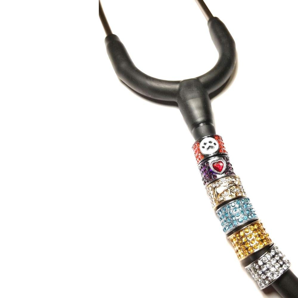 Premium Stethoscope Charms Jewelry - Crystal Gold Elephant Pendant for Nurses & Medical Professionals | Perfect for ID Badge Reels, Scrubs & Medical Accessories