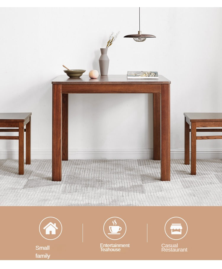 Solid Oak Wood Square Dining Table - Rustic Farmhouse Style for Kitchen, Dining Room & Small Space Gatherings