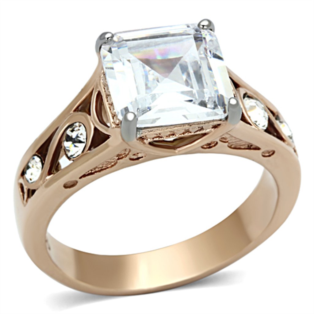 Princess Cut Cubic Zirconia Rose Gold Engagement Ring for Women - Perfect for Proposals & Anniversaries