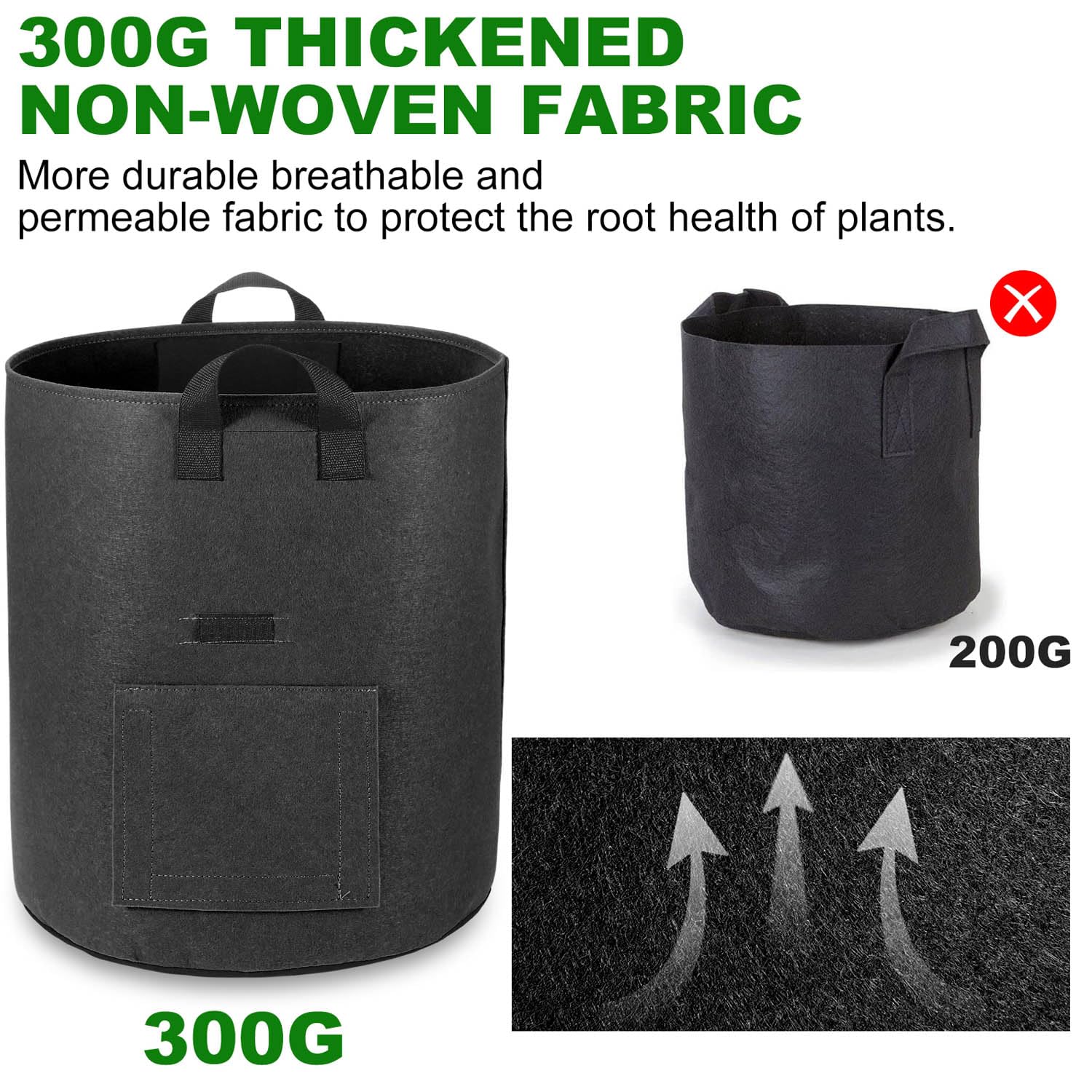 4-Pack 10 Gallon Potato Grow Bags with Viewing Window - Heavy Duty Aeration Fabric Plant Pots with Handles for Gardening, Vegetables & Root Crops (Black) - Perfect for Patio, Balcony & Indoor Planting