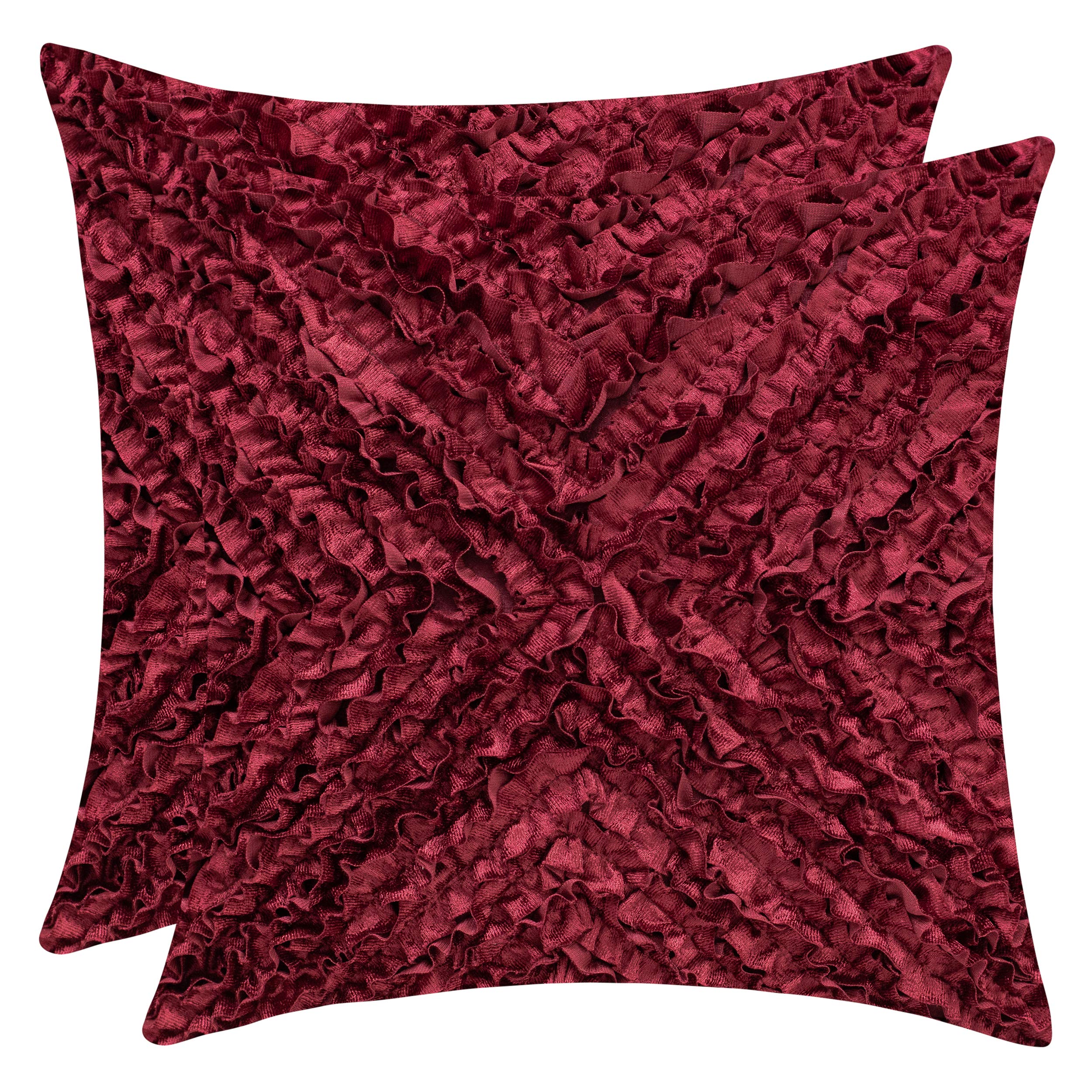 White Petals Maroon Throw Pillow Cover (12x12 Inch) - Soft Decorative Cushion Covers for Sofa, Couch, Bed & Living Room - Machine Washable - Set of 2 - Perfect for Home Decor, Cozy Nights & Seasonal Styling