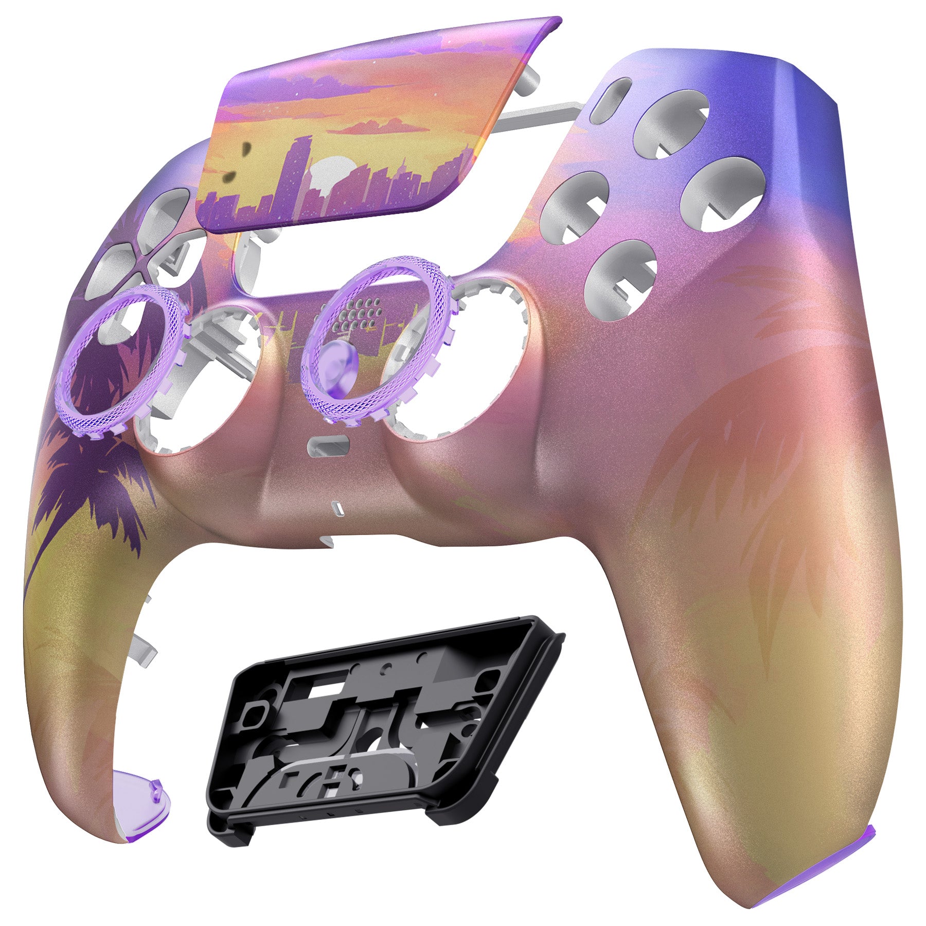eXtremeRate LUNA Redesigned Front Shell with Touchpad for PS5 Controller BDM 010/020/030/040/050 - Neon Miami GHPFR011 - Custom Gaming Shell for Enhanced PS5 Controller Performance - Perfect for Competitive Gaming & Professional Esports Players