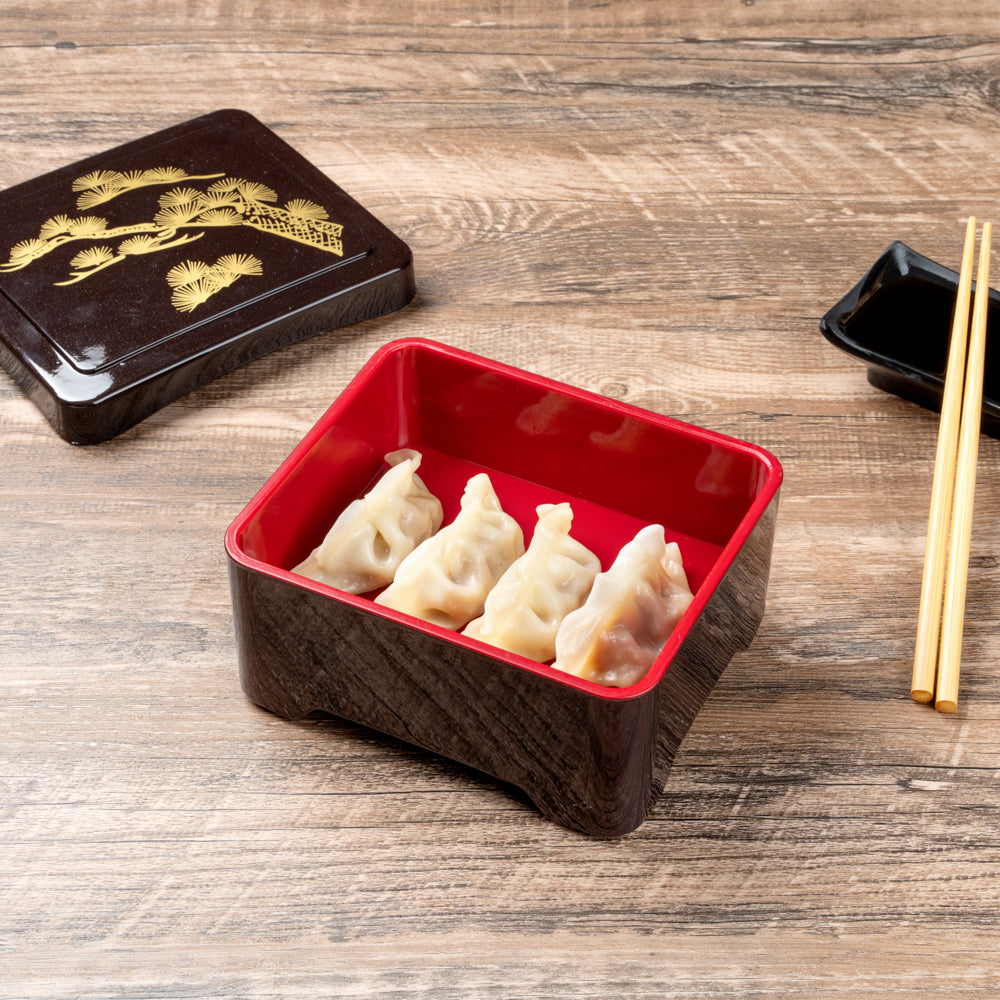 Premium Japanese Style Unagi Bento Box - Black & Red Lacquer Design (6.5