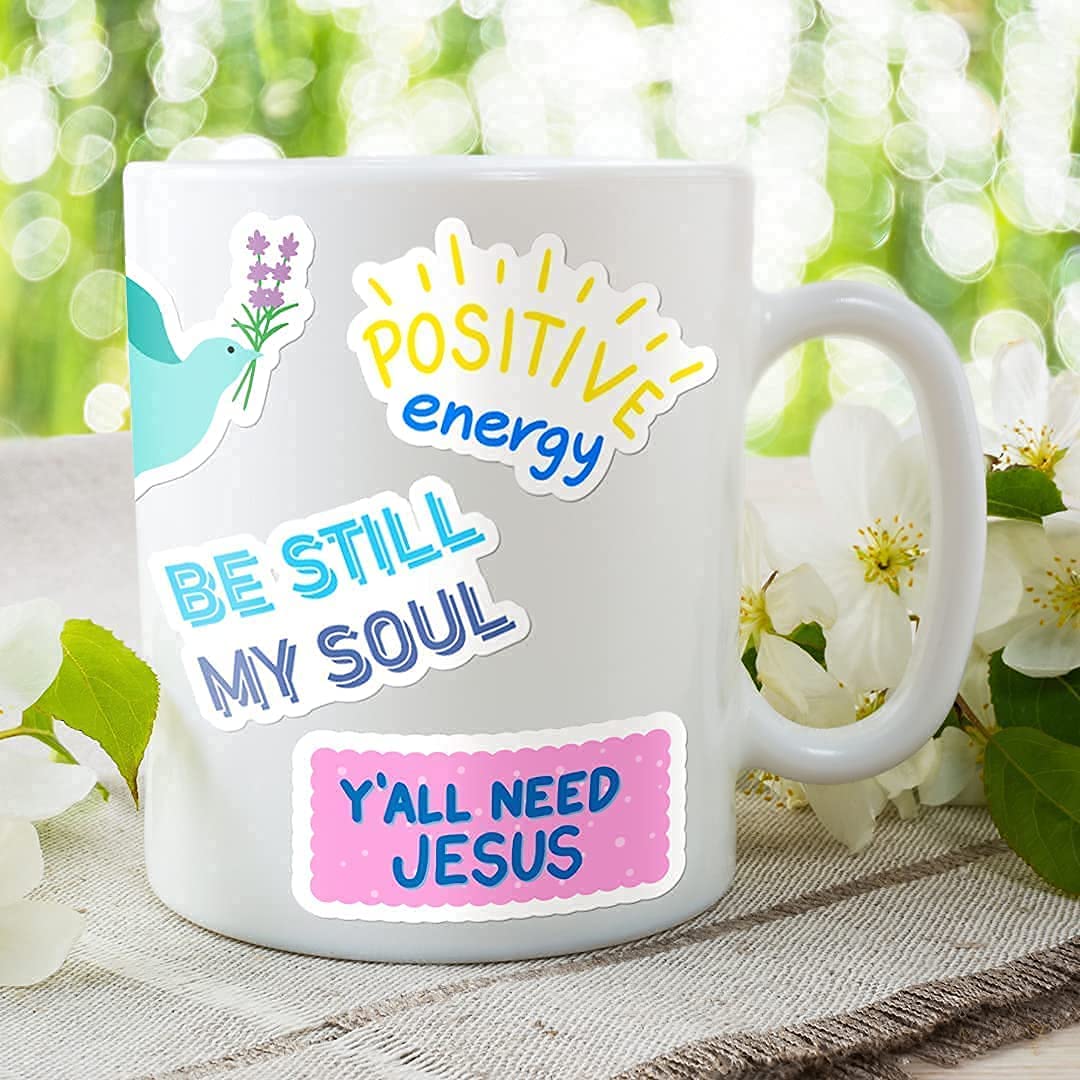 100 Pack Christian Vinyl Stickers - Waterproof, Cute & Aesthetic Bible Stickers for Water Bottles, Laptops, Journals - Perfect for Faith-Based Decor, Bible Study Gifts & Youth Group Activities