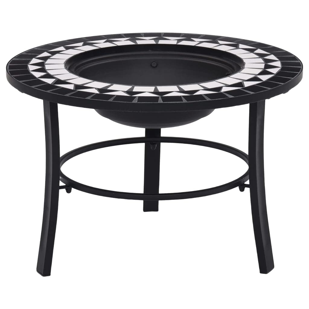 VidaXL Black and White Mosaic Ceramic Fire Pit - 26.8