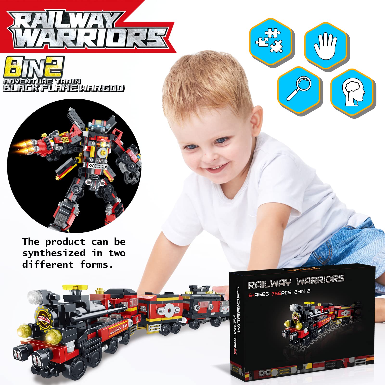 Best 766PCS Transforming Train Building Blocks for Kids Ages 6-12 - 8-in-1 Steam Locomotive & Robot Toy Set | STEM Educational Construction Toy | Perfect Birthday & Christmas Gift for Boys & Girls | Creative Play for Train Enthusiasts & Future Engineers
