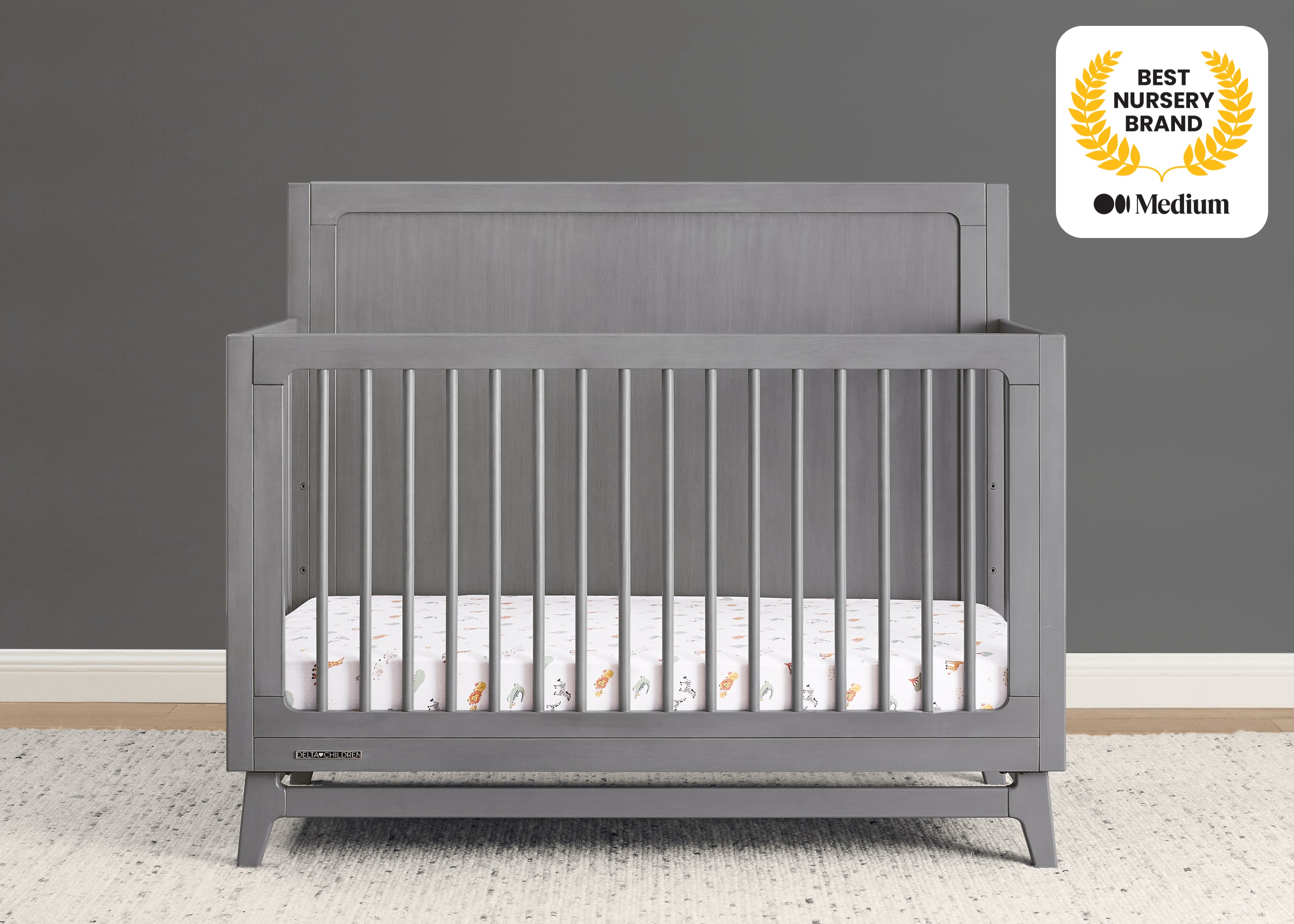 Convertible 6-in-1 Baby Crib by Spencer - Nursery Furniture That Grows with Your Child from Newborn to Toddler Bed