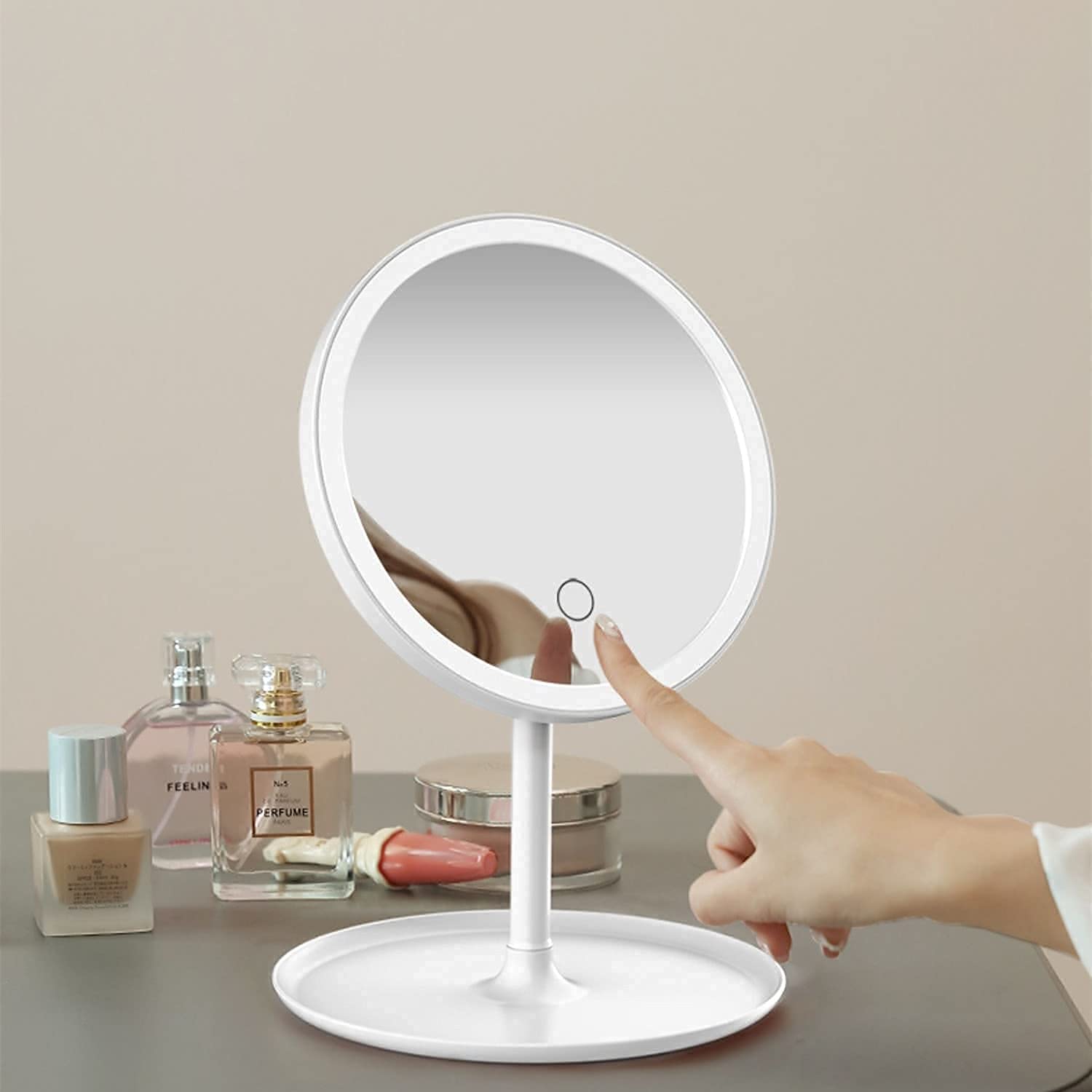 Gnanex Folding Portable Compact Pocket Makeup Mirror with 180 Degree Adjustable Touch Screen & LED Light - Perfect for Travel, Home Vanity, and Professional Makeup Artists