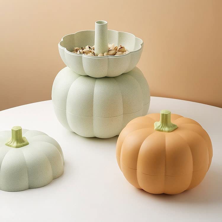 Creative Pumpkin-Shaped Fruit Bowl - Double-Layer Snack Storage Tray for Dried Fruits, Nuts & Candy | Orange Kitchen & Living Room Accessories | Perfect for Parties, Home Decor & Holiday Serving