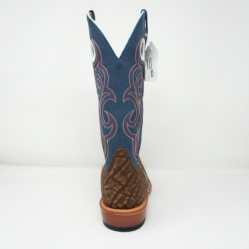 Anderson Bean Men's Cognac Elephant Print Cowboy Boots - Handcrafted Leather Western Boots for Men - Perfect for Rodeo, Country Dancing & Casual Wear