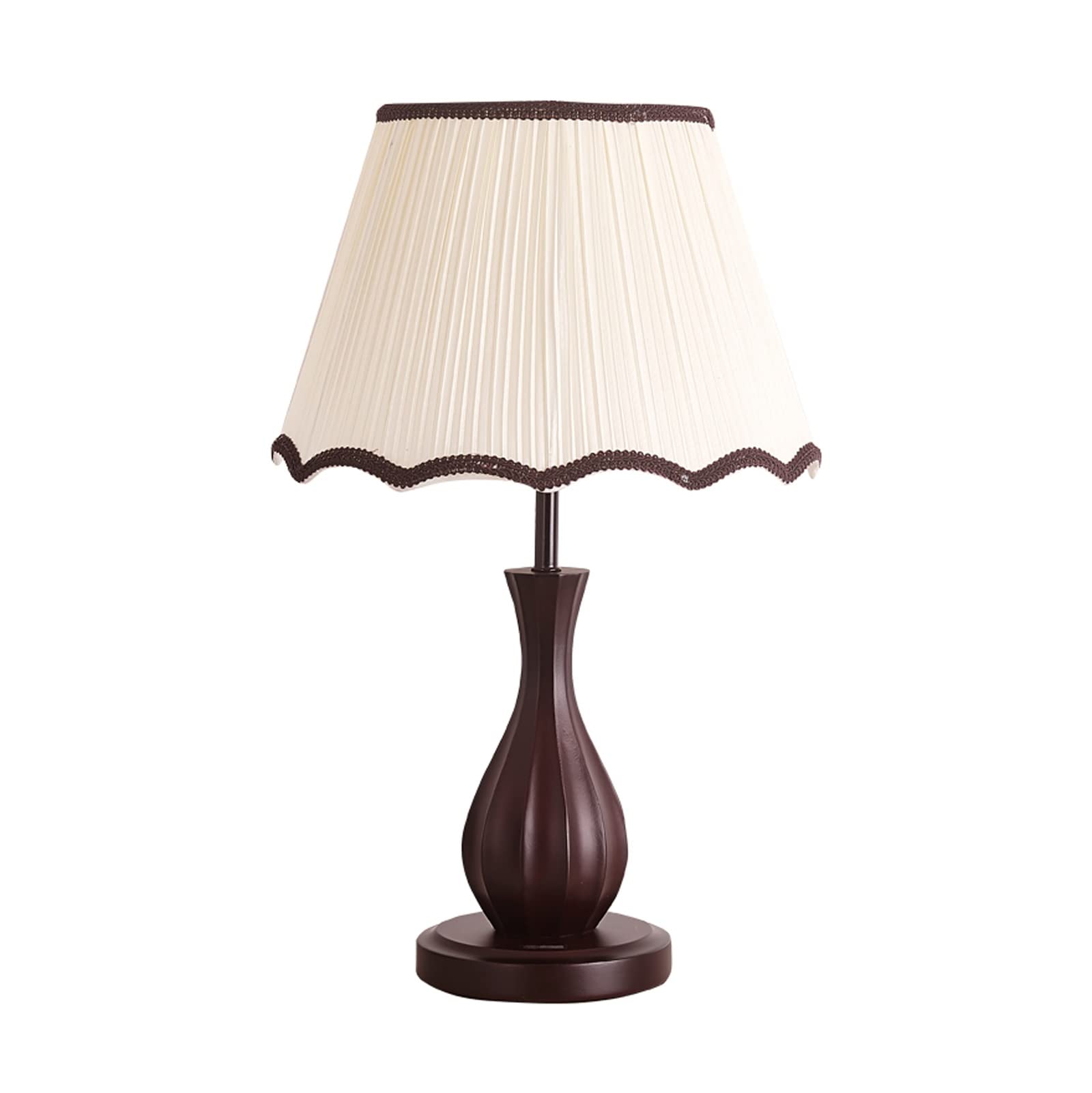 TOMYEUS Wooden Bedside Table Lamp with Fabric Lampshade - 19