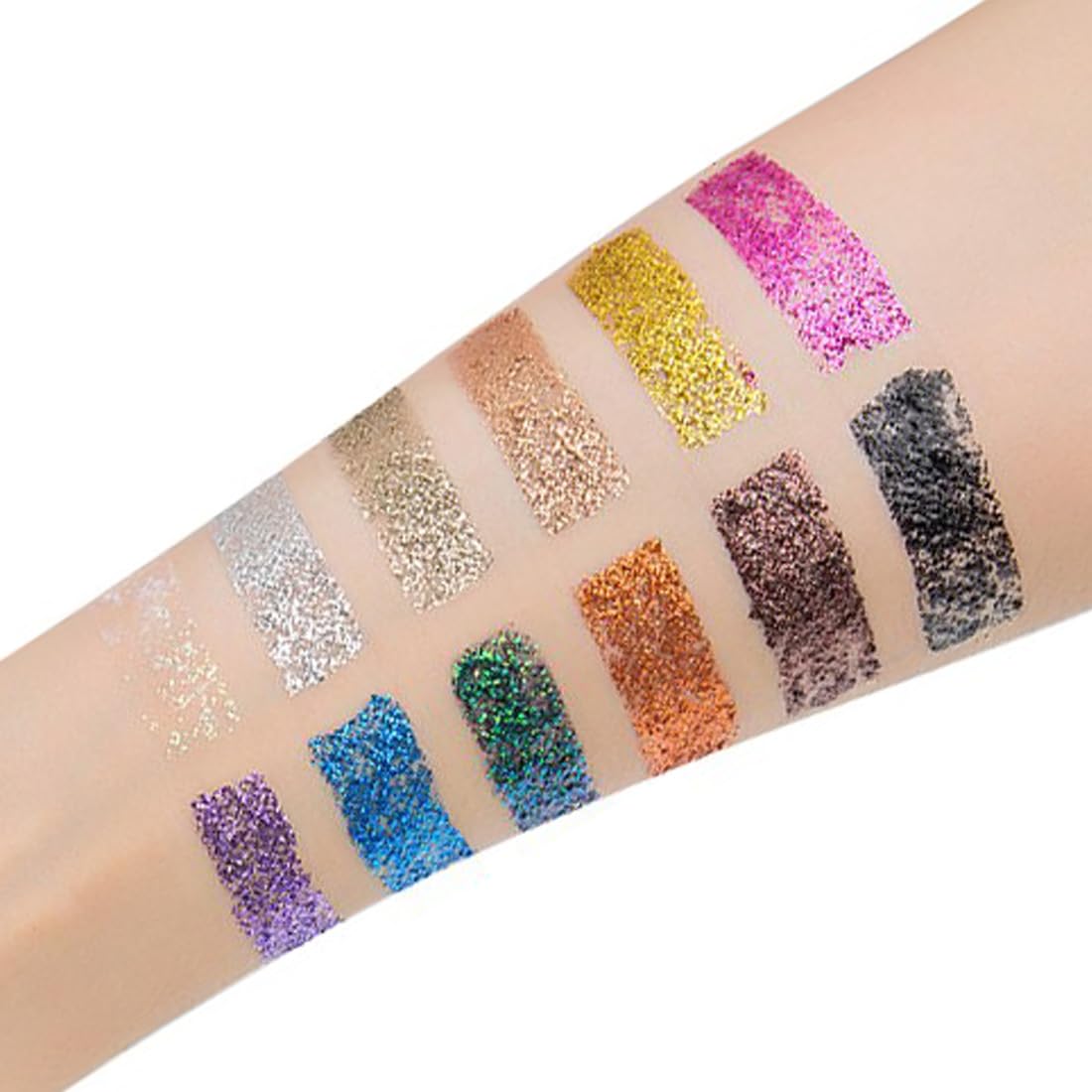 Vozwa Holographic Glitter Eyeshadow Palette - Shimmery Metallic Finish with Golden, Silver, Grey, Copper, Sky Blue & Green Shades | Long Lasting Eye Makeup for Party, Festival & Night Out Looks