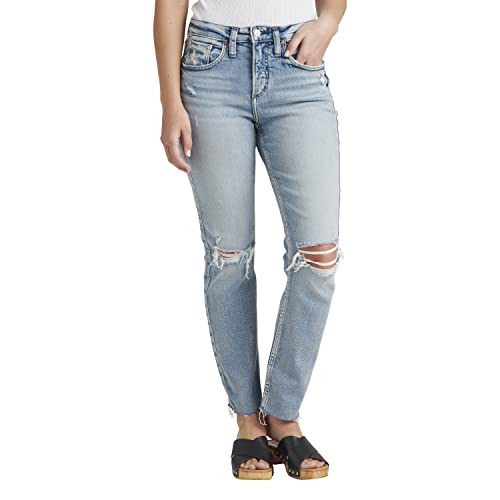 Silver Jeans Co. Women's Beau Mid Rise Slim Leg Jeans - Comfortable Stretch Denim Pants for Everyday Wear | Perfect for Work, Casual Outings & Date Nights
