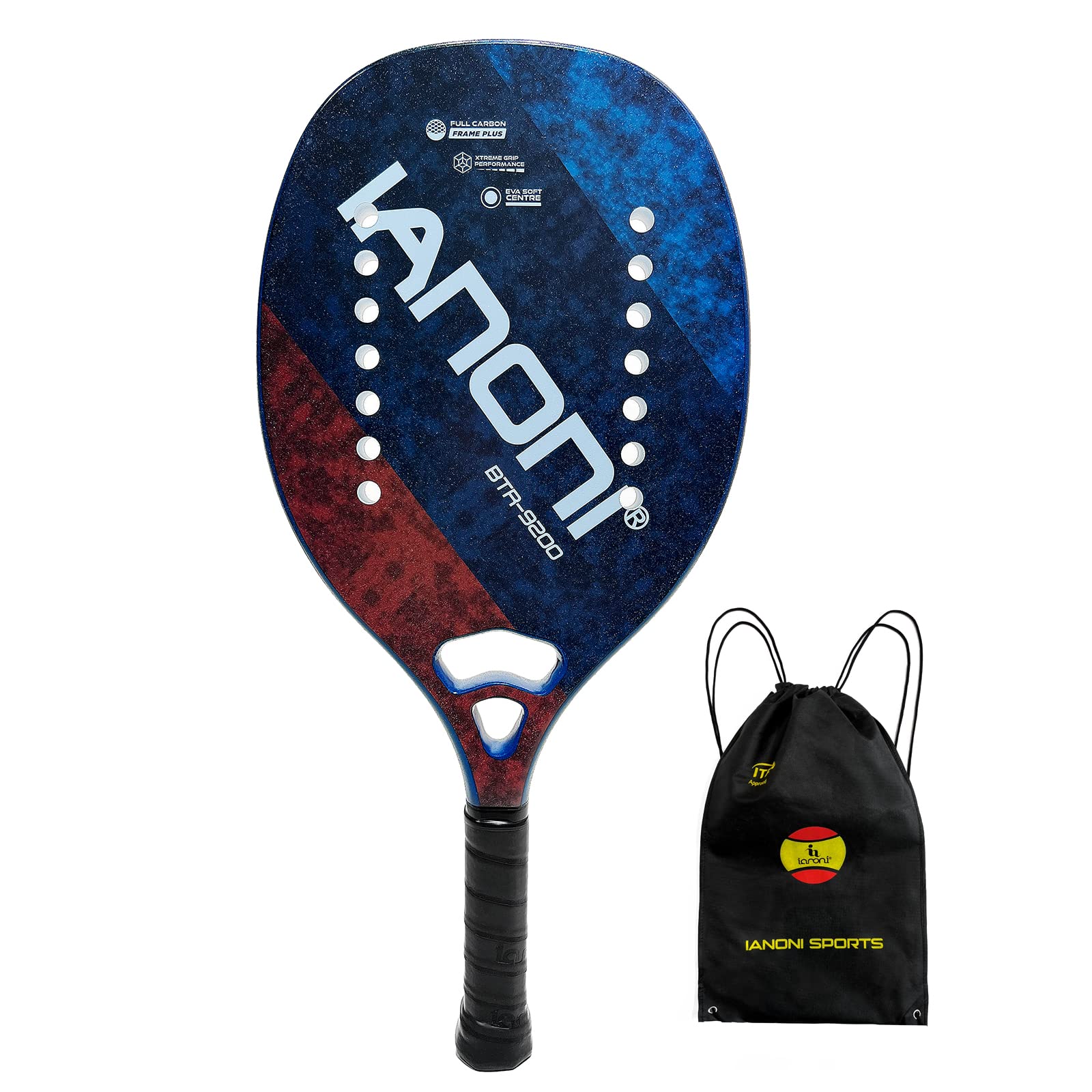 Carbon Fiber Beach Tennis Paddle Set with EVA Memory Foam Core - Perfect for Beach, Court, and Outdoor Padel Play