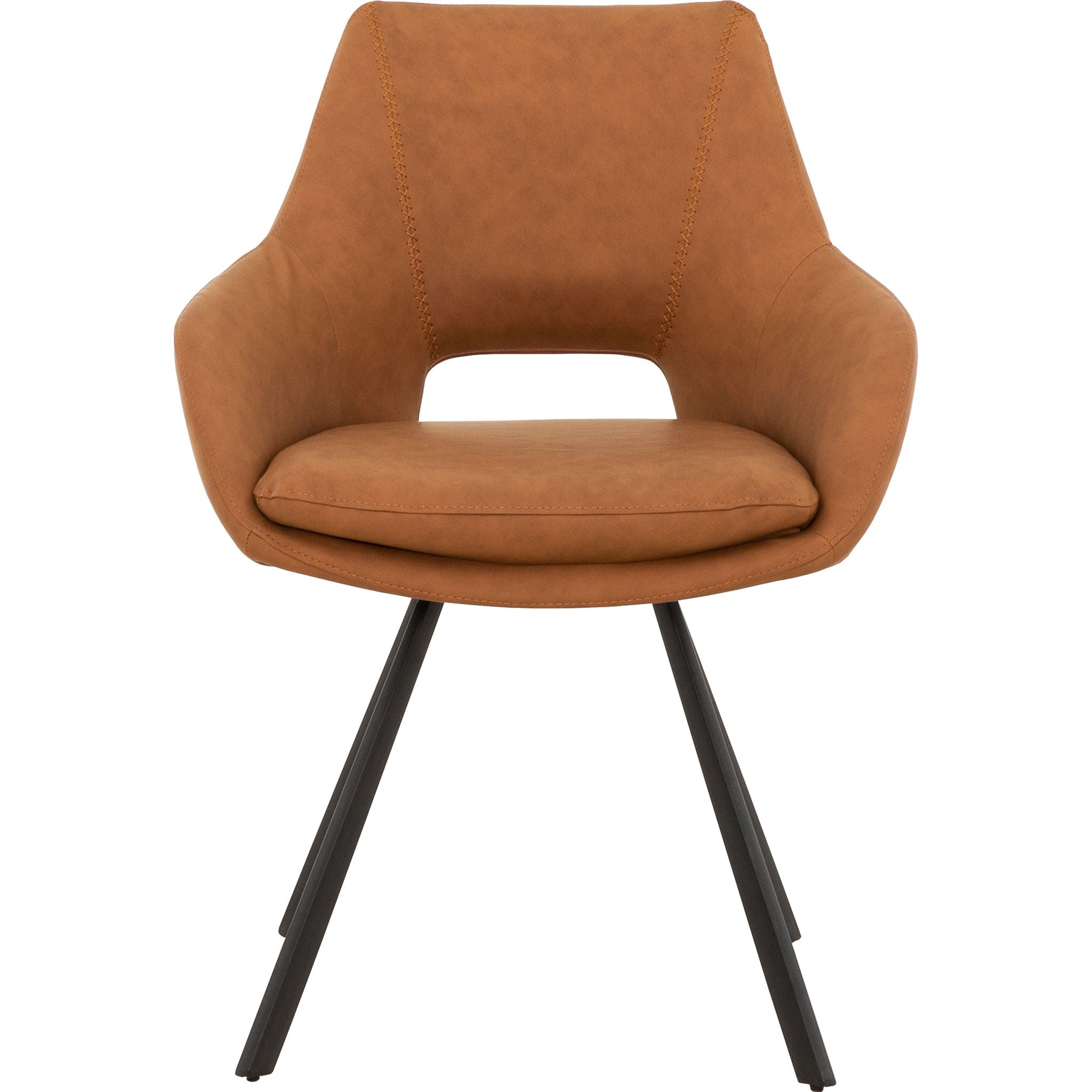 Amaze Upholstered Side Chair - Cognac Brown Leather Accent Chair for Living Room, Dining Room & Office (D620118723SHCS) | Mid-Century Modern Design with Wooden Legs | Perfect for Home Decor & Small Spaces