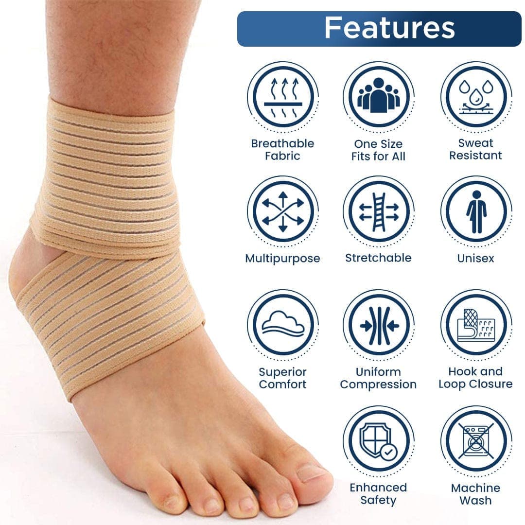 Dr Trust USA Elastic Compression Bandage Tape (1 Pair) 338 Free Size - Breathable Support for Sprains, Sports Injuries & Post-Surgery Recovery - Ideal for Athletes, Active Lifestyles & Medical Use