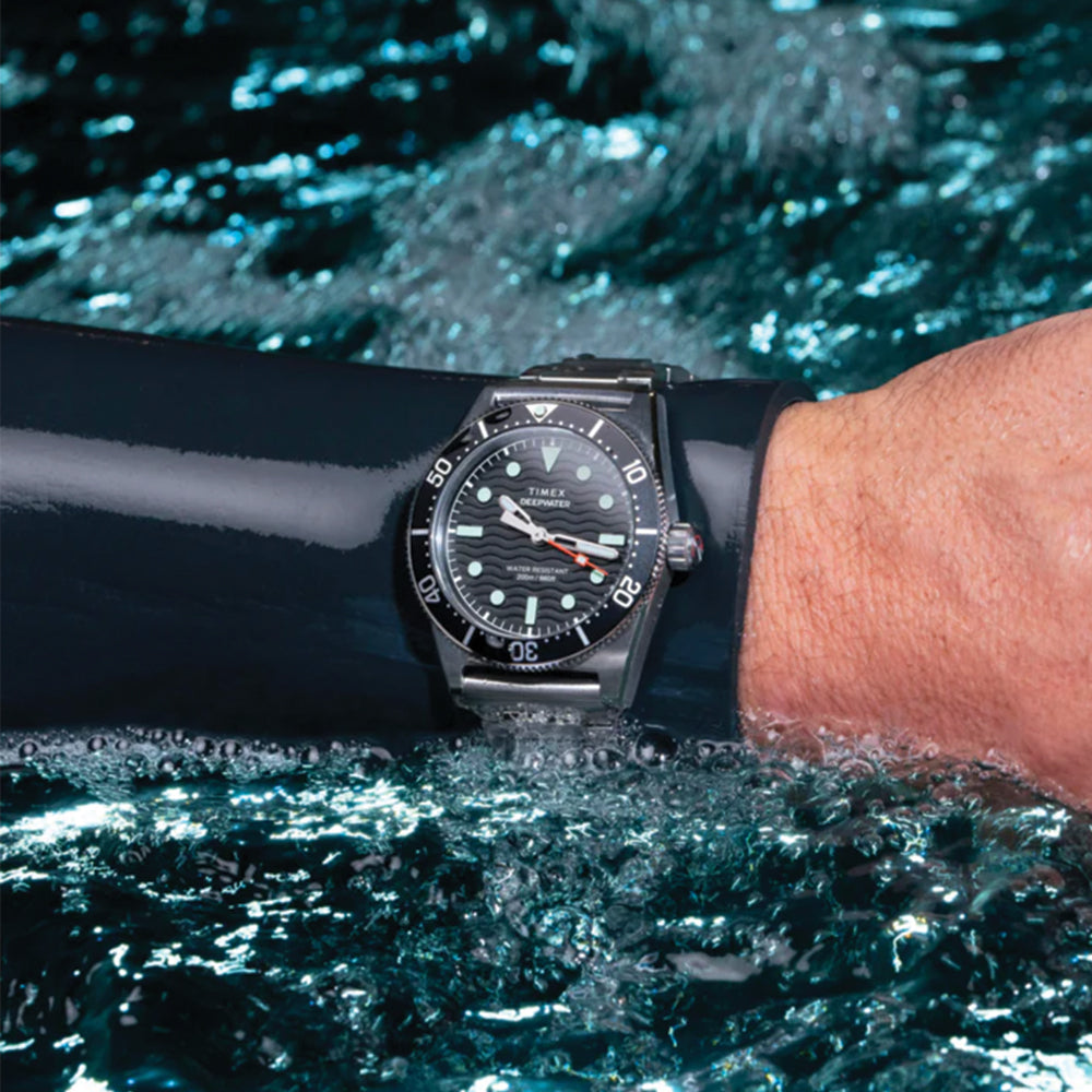 Deepwater Reef 200 41mm Black Stainless Steel Diver Watch - Professional Waterproof Dive Watch for Men, Perfect for Scuba Diving & Outdoor Adventures