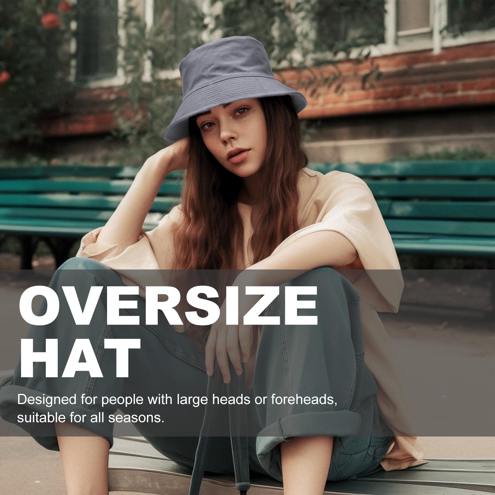 XXL Bucket Hat for Women & Men - Oversized Reversible Cotton Fisherman Hat - Double-Sided Summer Sun Hat for Beach, Fishing & Outdoor Activities