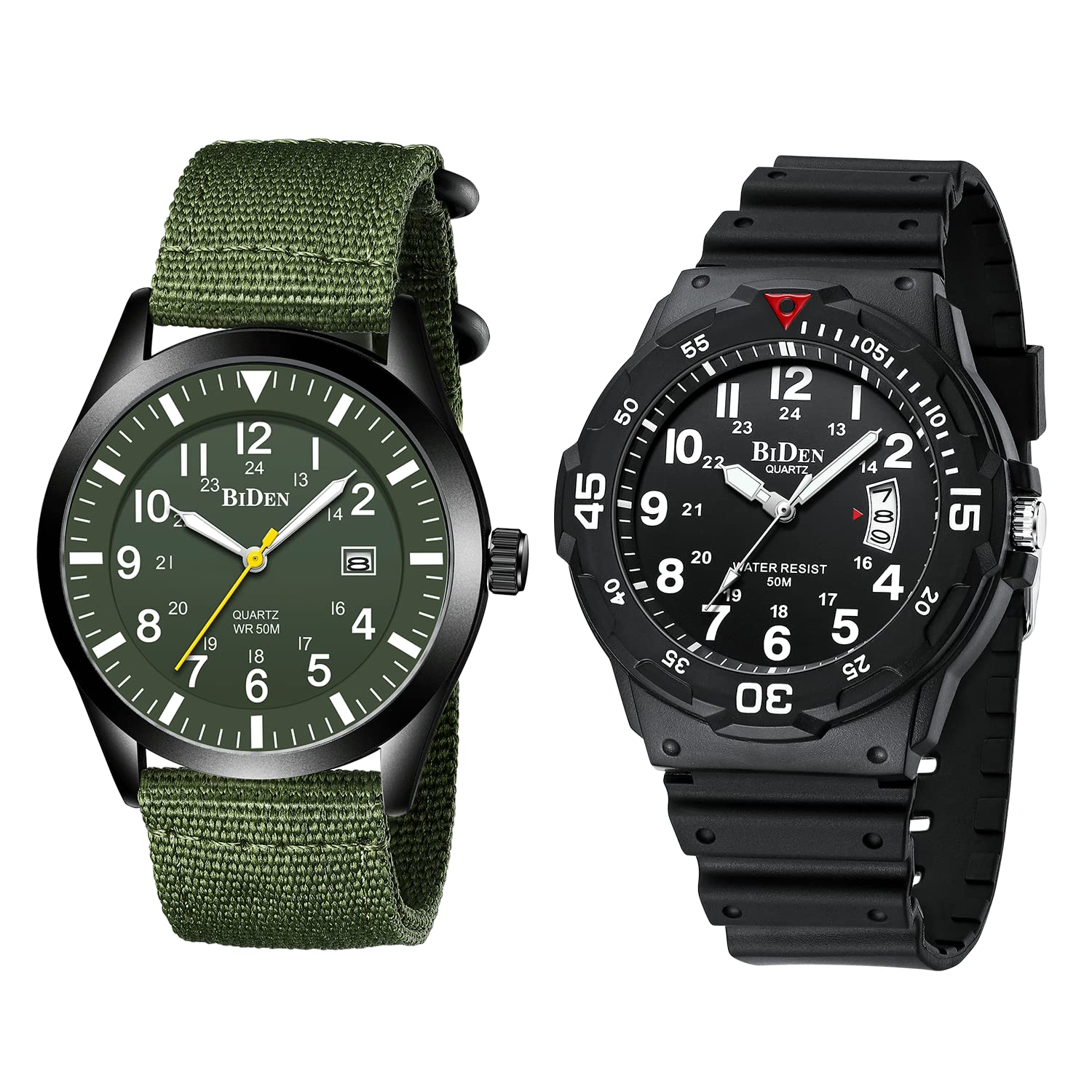 Military Watches for Men - Tactical Army Analog Quartz Waterproof Wristwatch with Date Display & Nylon Strap - Durable Field Sports Watch for Outdoor, Hiking, Camping & Everyday Wear
