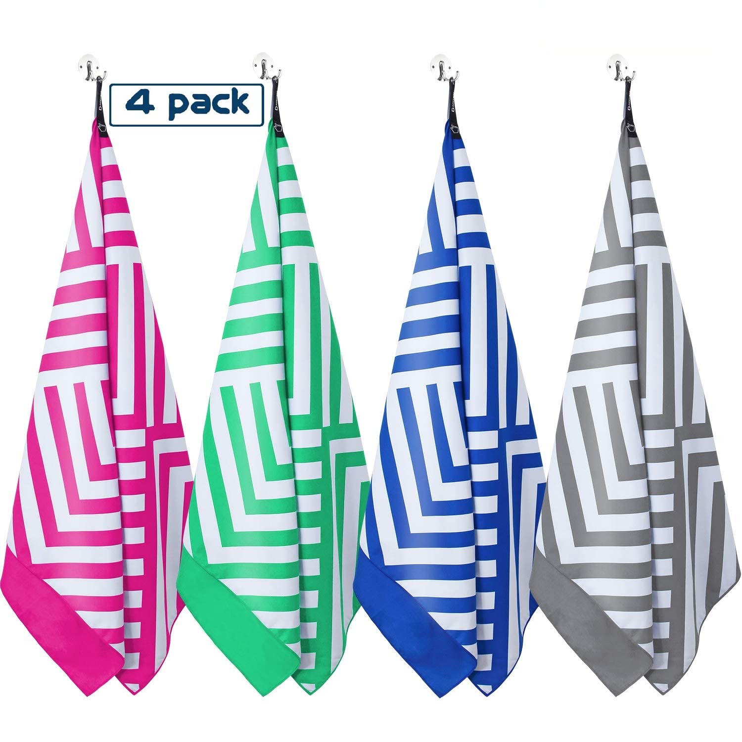 **DARCHEN Oversized Microfiber Beach Towel - Quick Dry, Sand Free, Extra Large XL (70x35 in) & Large (63x31.5 in) - Lightweight Travel Towel for Swimming, Pool, Beach, Yoga - Perfect for Adults & Kids [1 or 4 Pack]**