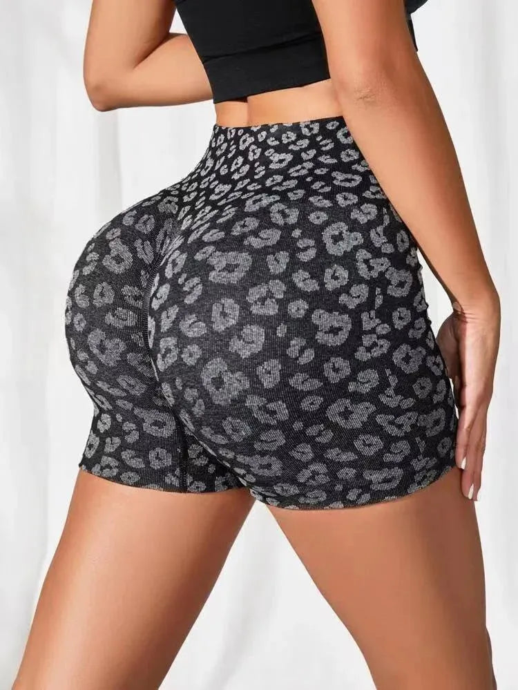 Women's High Waist Leopard Print Athletic Shorts - Seamless Scrunch Butt Yoga, Running, Gym & Golf Shorts | Perfect for Workouts, Yoga Classes, Jogging & Casual Wear