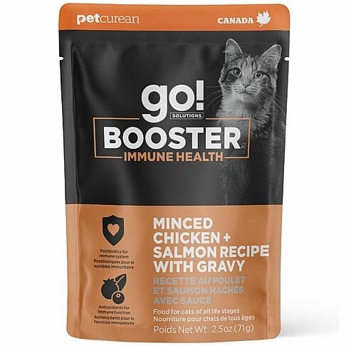 Go! Solutions Immune Health Booster Wet Cat Food - Minced Chicken & Salmon with Gravy | High Protein, Grain-Free Recipe for Adult Cats | Supports Digestive Health & Strong Immunity | Perfect for Picky Eaters & Sensitive Stomachs