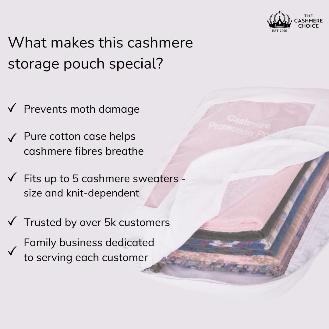 5 Pack Premium Cashmere Sweater Storage Bags - XL Breathable Cotton Protection Pouches for Winter Clothes & Luxury Knitwear | Perfect for Travel, Closet Organization & Seasonal Garment Preservation