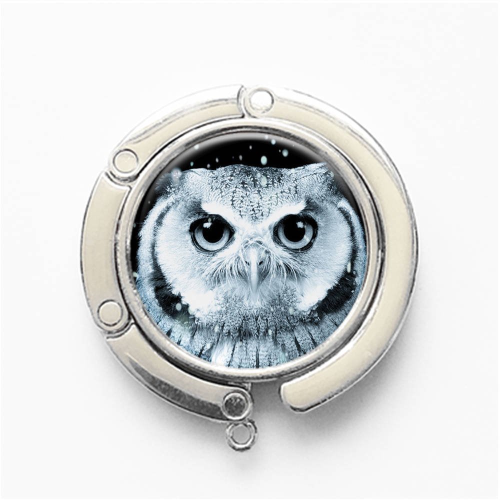 RhyNSky Cute Owl Shaped Foldable Purse Hanger - Portable Handbag Hook for Table & Desk (Model C1469) - Perfect for Restaurants, Travel & Home Organization
