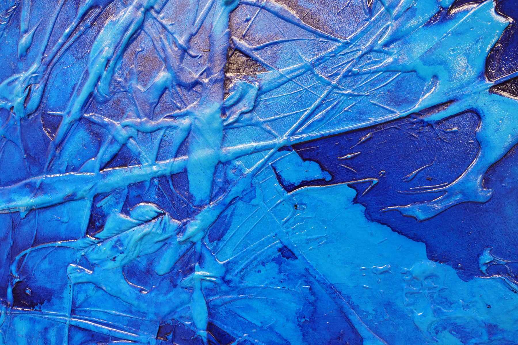 240cm x 120cm Blue Ink Textured Abstract Painting - Sapphire Sugar - Modern Wall Art for Living Room, Bedroom & Office Decor