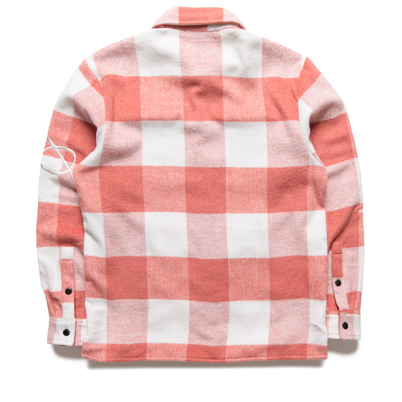 Criminal Damage Embroidered Sleeve Check Shirt - Pink/Ecru Plaid Shirt for Men | Punk Fashion, Streetwear & Casual Outfits