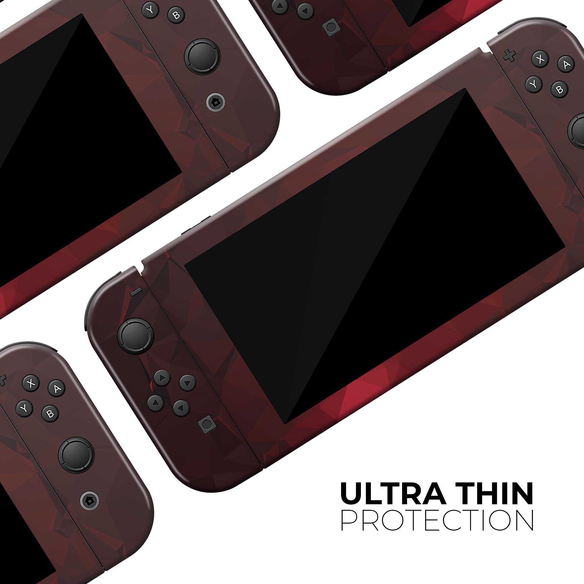 Nintendo Switch & Joy-Con Skin Decal - Scratch-Resistant Removable Vinyl Wrap Cover with Red Geometric Design | Protective Gaming Accessory for Switch Console - Perfect for Travel, Gaming Sessions & Customization