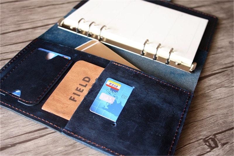 Premium Custom Blue Leather Daily Planner & Journal - Perfect for Organizing Schedules, Goals, and Notes - Ideal for Work, School, and Personal Use
