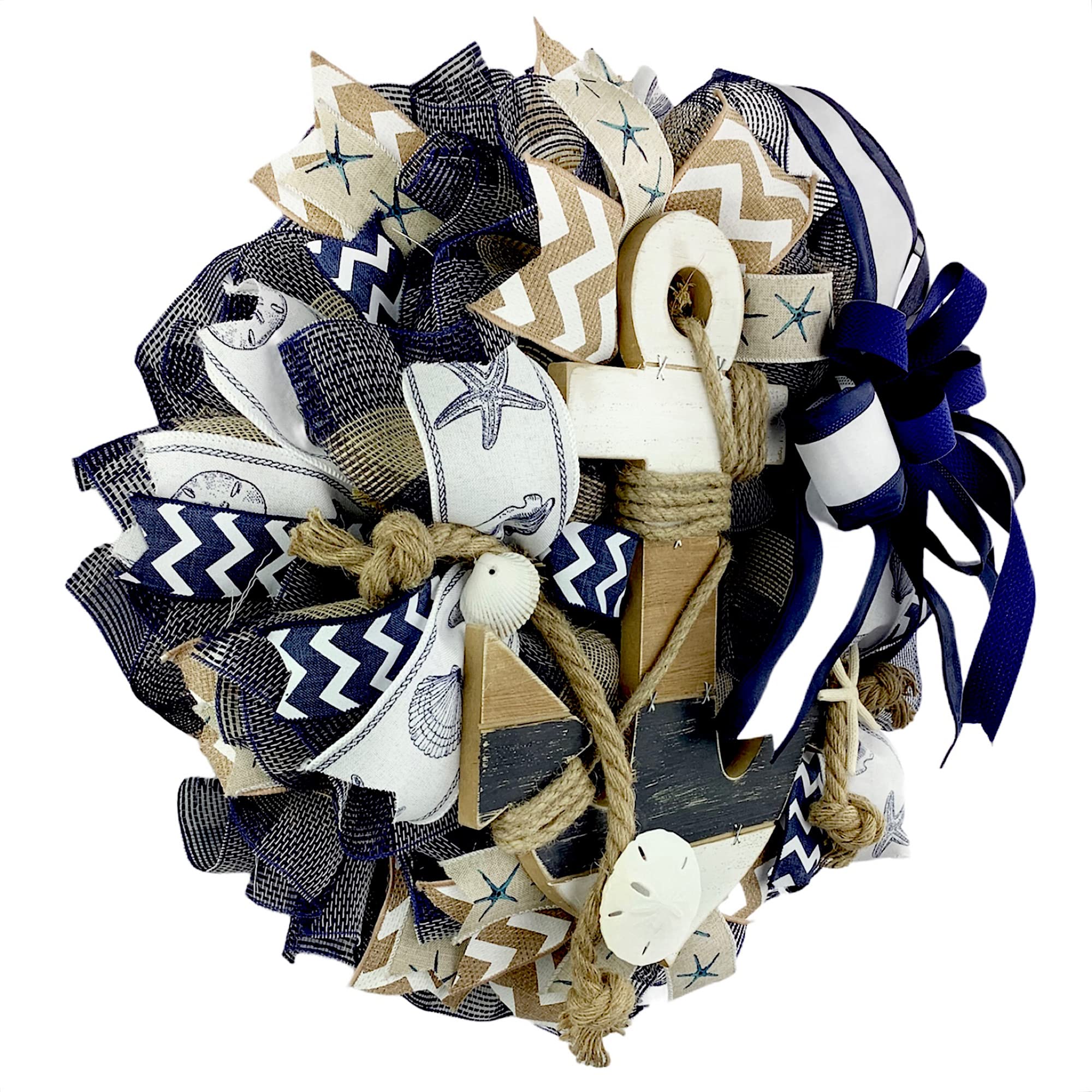 Handmade Artisan Anchor Nautical Wreath - Coastal Beach Decor by Paradise Wreath Boutique | Perfect for Seaside Homes, Beach Weddings & Nautical Themed Parties