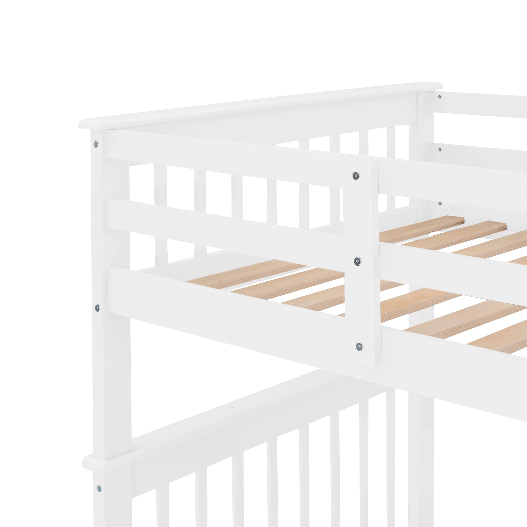 Harper & Bright Designs Twin Over Twin Wooden Bunk Bed with Stairs - Space-Saving Kids Bunk Bed with Storage Drawers & Safety Guard Rail - Perfect for Small Bedrooms, Dorm Rooms & Shared Kids' Spaces (White)
