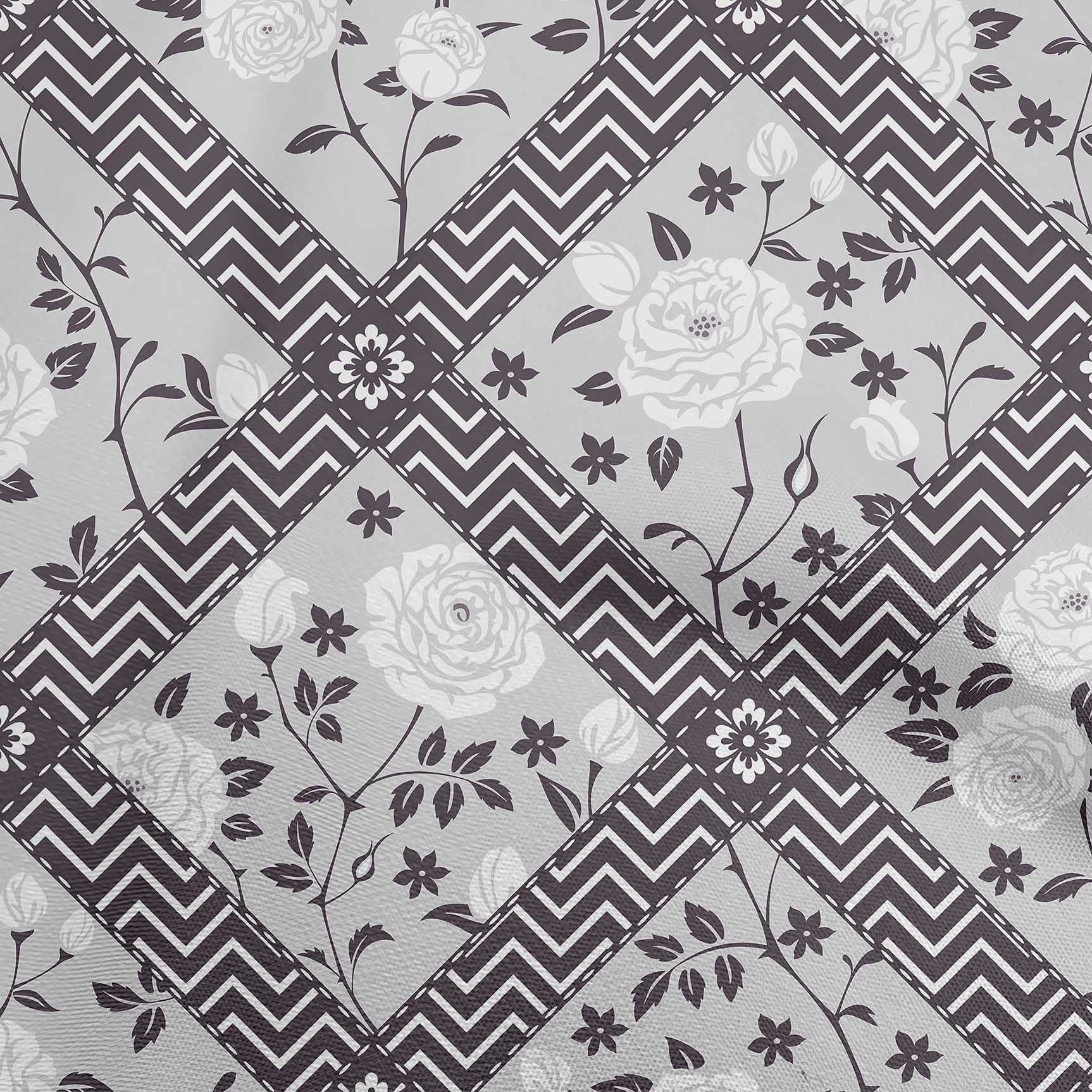 oneOone Cotton Silk Light Gray Floral Printed Fabric by The Yard - 42 Inch Wide for DIY Clothing, Dresses, Scarves & Home Decor Sewing Supplies | Soft & Elegant Material for Crafting
