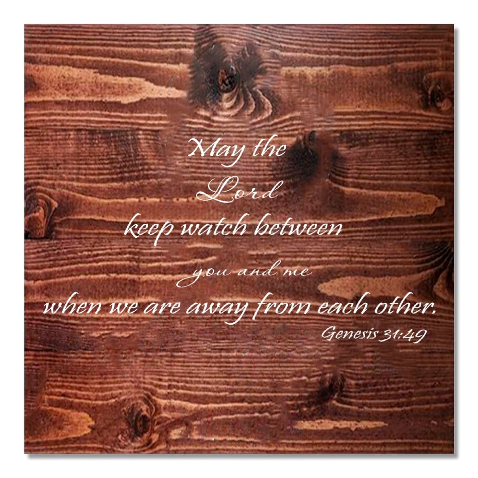 May The Lord Keep Watch Between You and Me Bible Verse Wooden Hanging Sign - 12 Inch Rustic Farmhouse Decor for Living Room, Kitchen, Bedroom - Perfect for Christian Home, Wedding Gift & Spiritual Inspiration