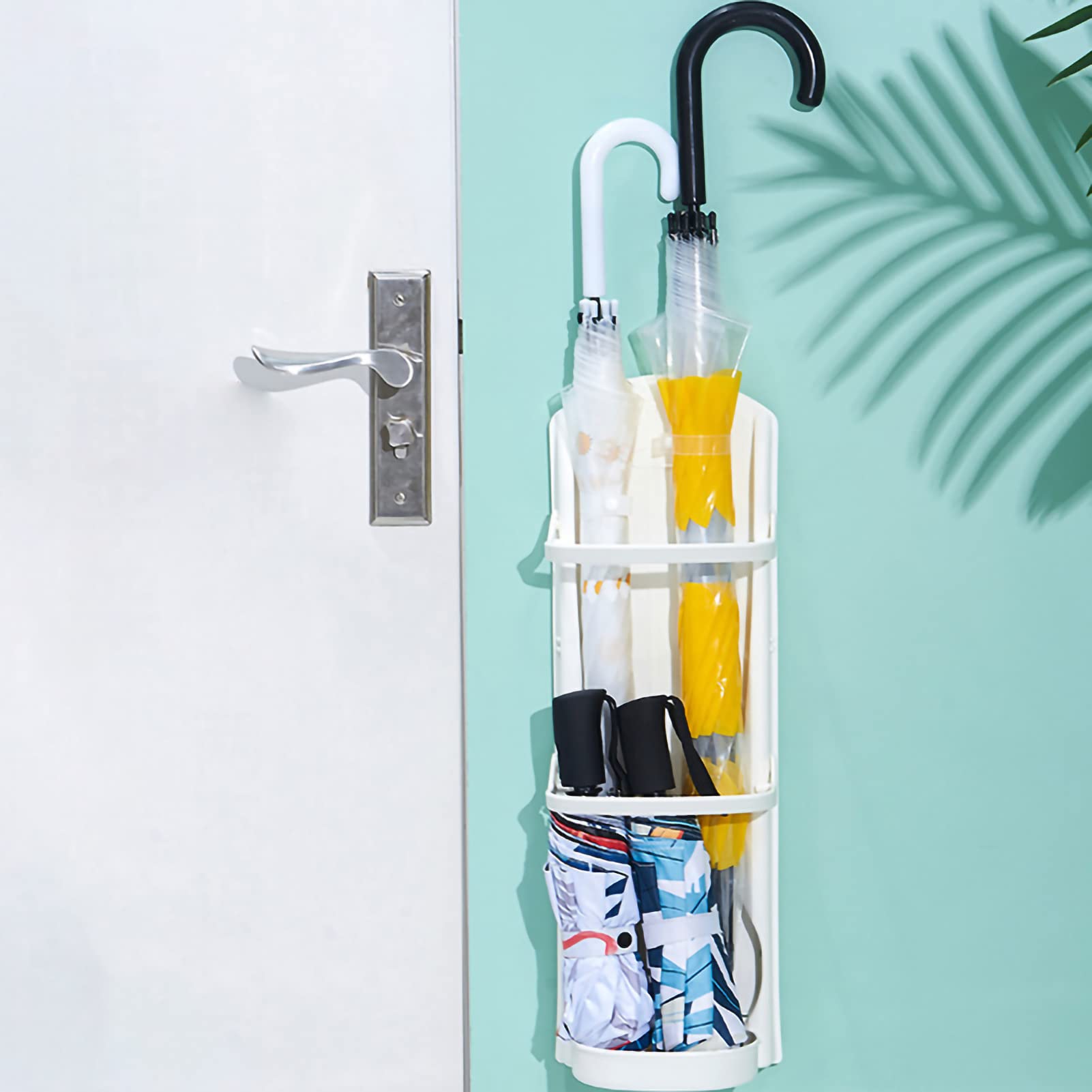 Wall Mounted Umbrella Stand with Removable Drip Tray - Waterproof Home Entryway Organizer for Wet Umbrellas & Walking Sticks | Perfect for Porch, Garage & Mudroom Storage