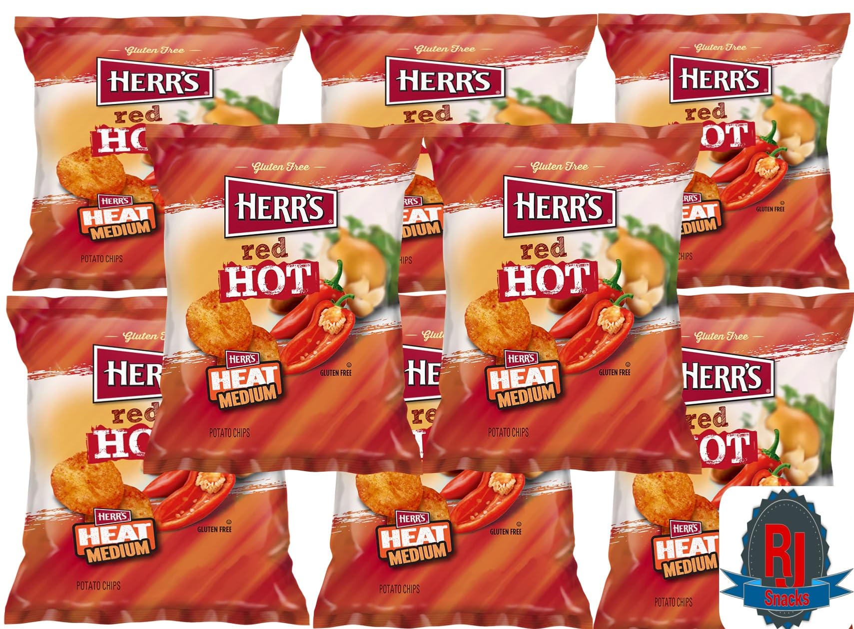 Herr's Red Hot Potato Chips 1oz - Spicy Snack Value Pack (12 Bags) | Perfect for Parties, Movie Nights & On-the-Go Snacking | Curated by RJ Snacks