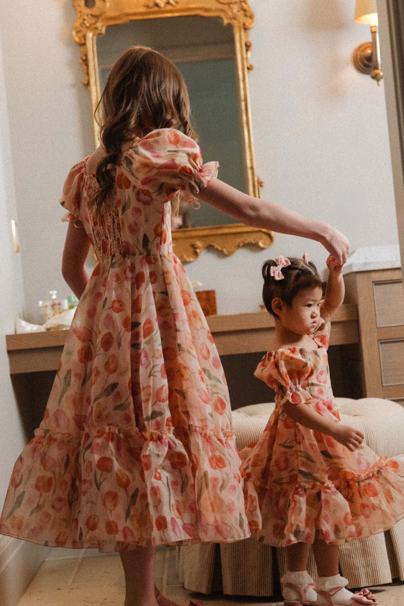 Mini Wonderland Floral Dress - Elegant Tulip Print Girls Dress for Parties, Photos & Special Occasions