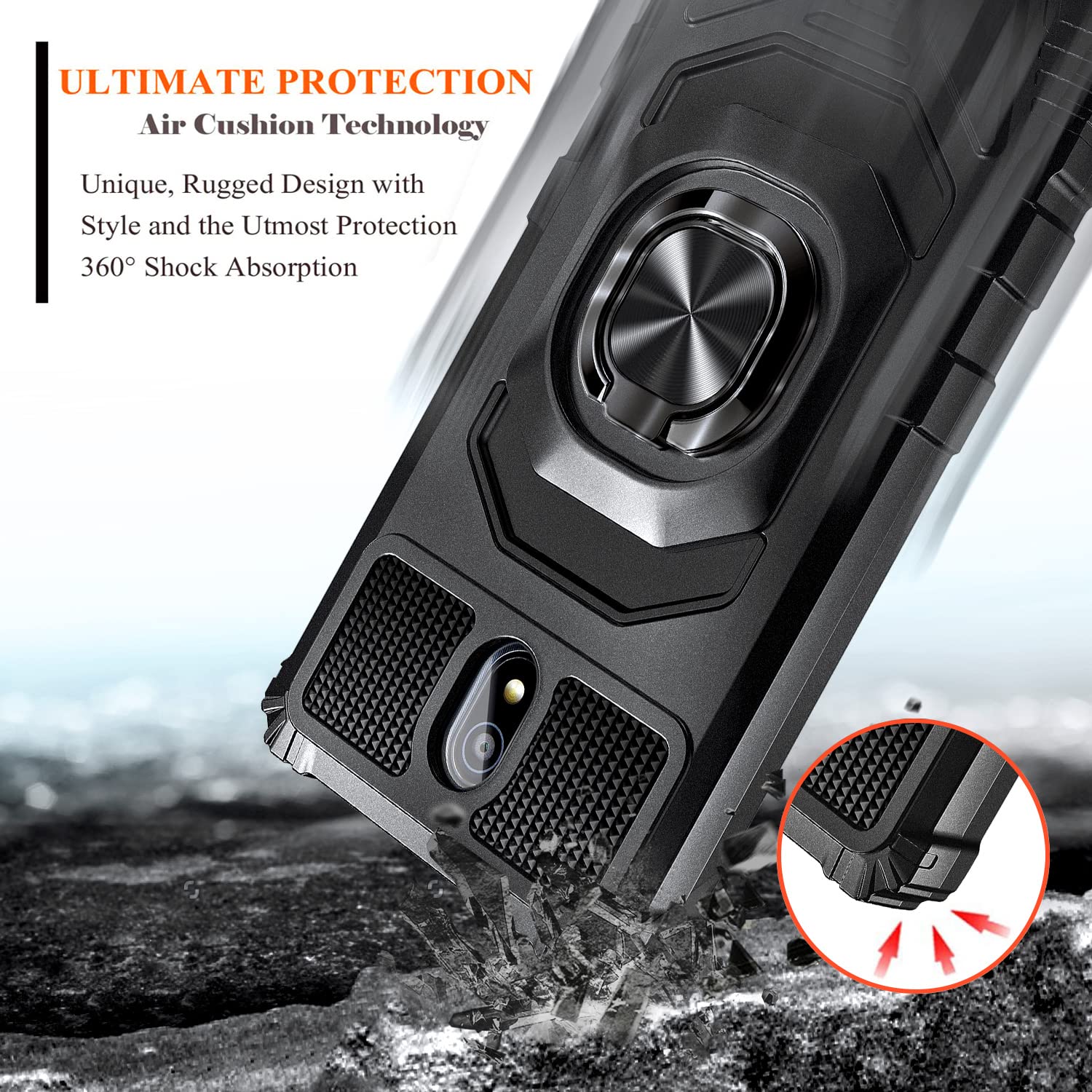 **Nokia C100 Case with Tempered Glass Screen Protector - Military-Grade Full Body Protection, Magnetic Car Mount Holder (Black) - Perfect for Daily Use, Travel & Commuting**