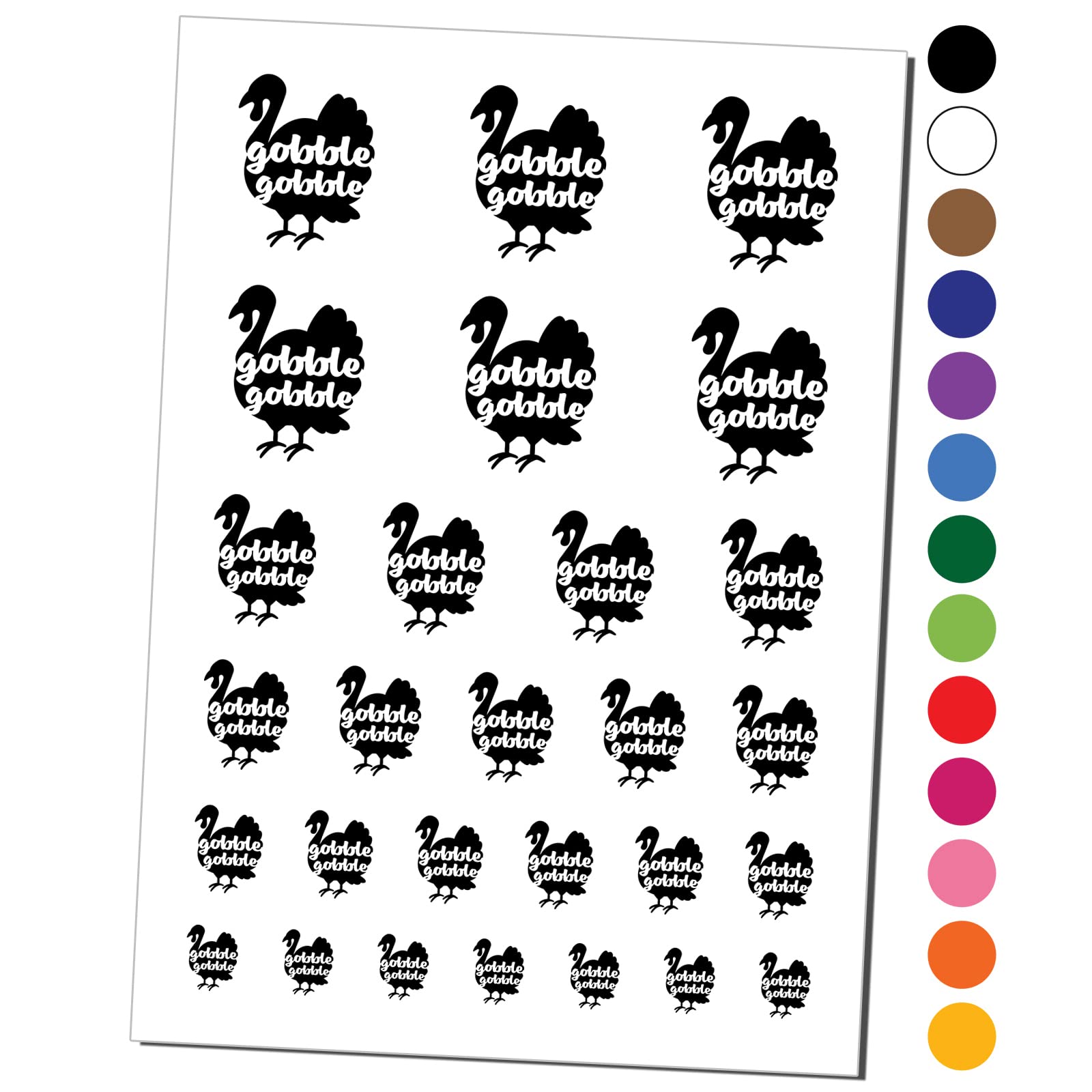 Thanksgiving Turkey Silhouette Temporary Tattoos - Waterproof Fake Body Art Set (Black, 1 Sheet) - Perfect for Thanksgiving Parties, Family Gatherings & Holiday Festivities