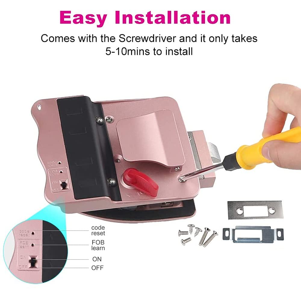RV Keyless Entry Door Lock with Backlit Keypad - Smart Handle Latch & Deadbolt - 20M Remote Controller - Zinc Alloy Keypad & Fob (Pink) - Perfect for Camper, Motorhome & Travel Trailer Security